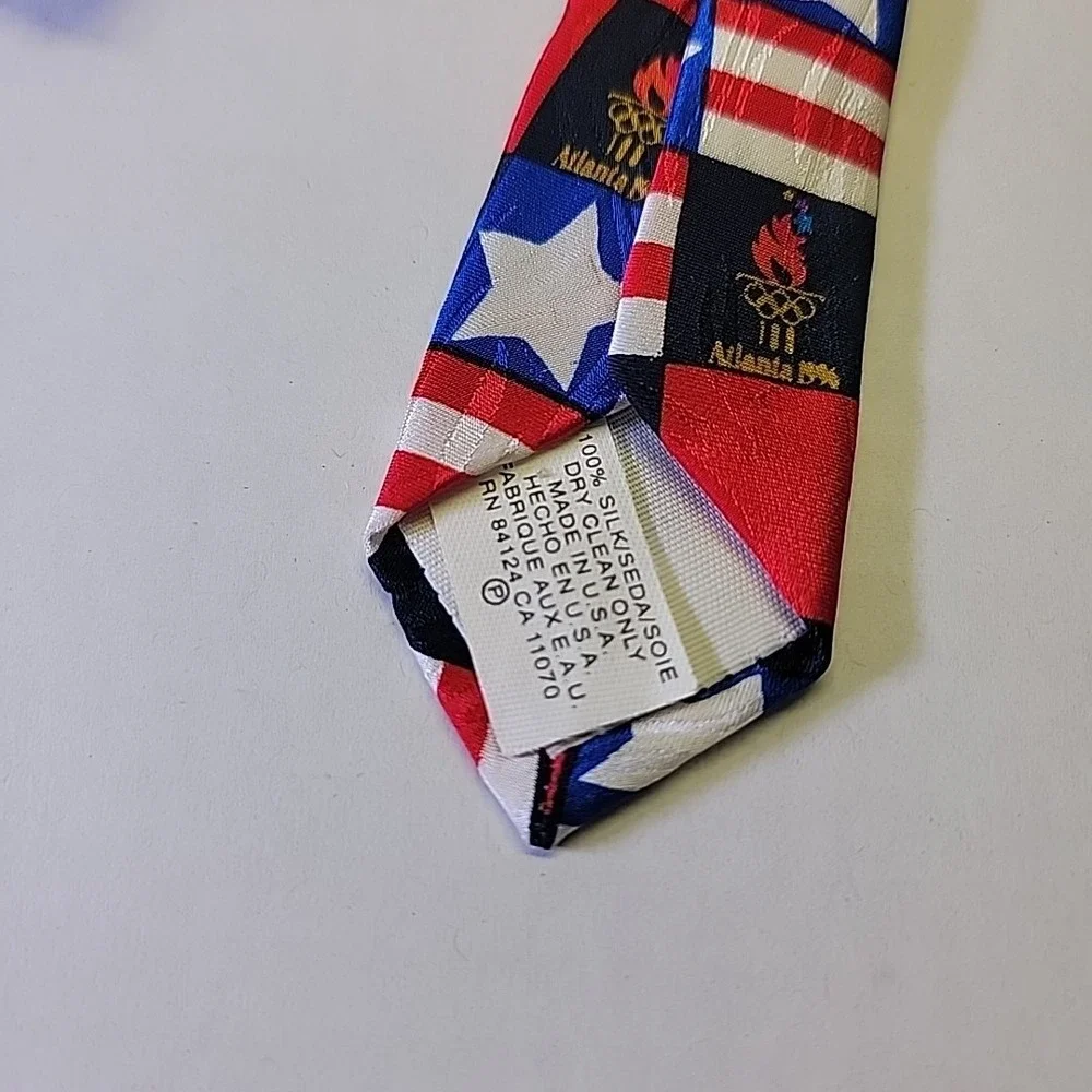 Olympic Games Necktie Atlanta 1996 USA Flag‎ Torch Patriotic Novelty